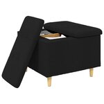 vidaXL Pouf de rangement avec coussin Noir 60 x 60 x 45 cm tissu