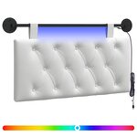 vidaXL Tête de lit suspendue Avec lumière LED Blanc Tissu