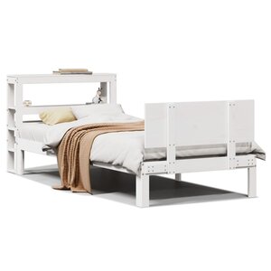 vidaXL Cadre de lit avec tête de lit sans matelas blanc 90x190 cm