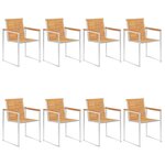 vidaXL Chaises de jardin lot de 8 Bois teck solide et acier inoxydable