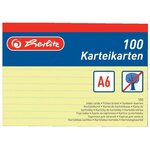 Paquet de 100 fiches bristol  format A6  ligné  Jaune  170 g/m2 HERLITZ