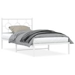 vidaXL Cadre de lit métal avec tête de lit blanc 100x190 cm
