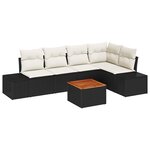 vidaXL Ensemble de canapé de jardin avec coussin 6 Pièces Noir Poly rotin
