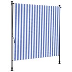 vidaXL Store roulant d'extérieur bleu et blanc 150x270 cm tissu acier