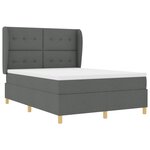 Lit Box Spring avec Matelas gris foncé 140x200 cm en tissu