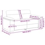 vidaXL Canapé à 2 places gris clair 120 cm tissu