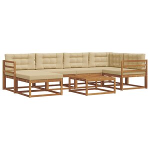 vidaXL Ensemble de canapés d'extérieur 7 Pièces Naturel et Beige