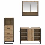 vidaXL Ensemble de mobilier de salle de bain 3 Pièces Chêne artisanal