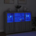 vidaXL Buffets avec lumières LED 3 Pièces sonoma gris bois d'ingénierie