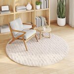 vidaXL Tapis de surface Rond HUARTE Beige Ø 200 CM Polyester