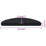 vidaXL Tapis d'escalier autocollants 20 pièces 56 x 17 x 3 cm Noir Demi-rond