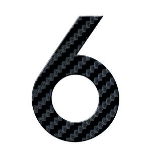 Numéro 6-Numéro adhésif pour boîtes aux lettres - Vinyle épais texturé, hauteur 50 mm - Carbone