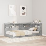 vidaXL Lit Bibliothèque Gris Béton 100x200 cm Bois d'ingénierie