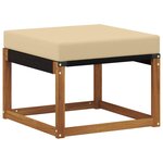 vidaXL Pouf d'Extérieur Bois d'acacia massif et tissu Textilène