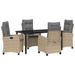 vidaXL Set de salle à manger de jardin 5 pièces avec coussins - Rattan poly beige