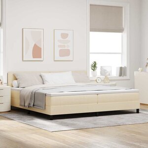 vidaXL Lit à ressorts avec matelas Crème 200 x 200 cm tissu