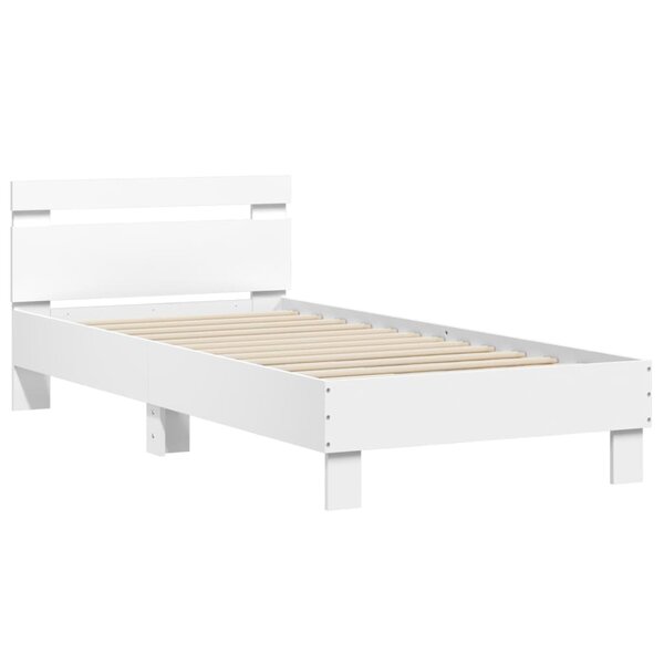 vidaXL Cadre de lit avec tête de lit blanc 90x200 cm bois d'ingénierie