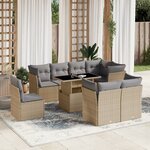 vidaXL Salon de jardin avec coussins 9 Pièces beige résine tressée