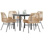 vidaXL Ensemble à manger jardin coussins 5Pièces marron poly rotin verre