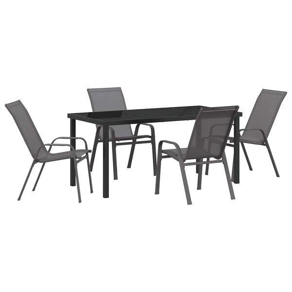 vidaXL Ensemble de salle à manger pour jardin 5 Pièces Gris et Noir