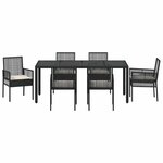 vidaXL Ensemble de salle à manger pour jardin 7 Pièces Noir Poly rotin