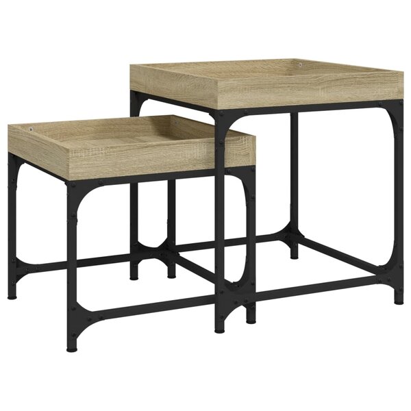 vidaXL Tables d'appoint 2 Pièces Chêne sonoma Bois d'ingénierie