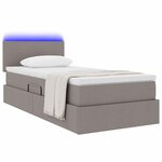 vidaXL Lit avec rangement et LED avec matelas Taupe 90 x 200 cm tissu