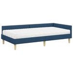 vidaXL Cadre de lit d'angle avec matelas avec matelas 2 Pièces Bleu tissu