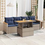 vidaXL Salon de jardin 5 Pièces avec coussins gris résine tressée