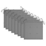 vidaXL Chaises de jardin lot de 8 avec coussins gris Bois teck massif