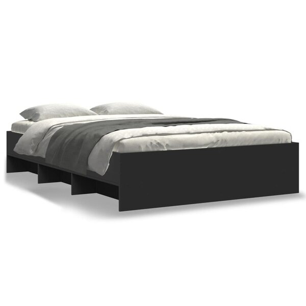 vidaXL Cadre de lit sans matelas noir 135x190 cm bois d'ingénierie