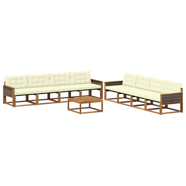 vidaXL Ensemble de canapés d'extérieur 9 Pièces Naturel et Crème