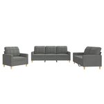 vidaXL Ensemble de canapés 3 Pièces avec coussins Gris foncé Tissu