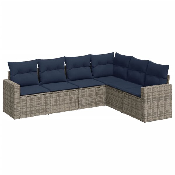 vidaXL Salon de jardin 6 Pièces avec coussins gris résine tressée