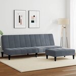 vidaXL Canapé-lit à 2 places avec repose-pied gris foncé velours