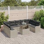 vidaXL Ensemble de canapé de jardin 10 Pièces Gris clair Poly Rattan
