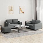 vidaXL Ensemble de canapés 3 Pièces coussins gris foncé tissu