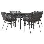 vidaXL Ensemble à manger de jardin et coussins 5 Pièces noir rotin verre