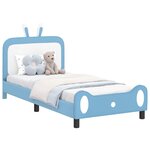 vidaXL Cadre de lit pour enfants avec tête de lit Bleu 90 x 200 cm PU