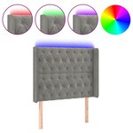 vidaXL Tête de lit à LED Gris clair 103x16x118/128 cm Velours