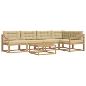 vidaXL Ensemble de canapés d'extérieur 6 Pièces Blanc et Beige