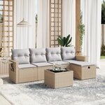 vidaXL Salon de jardin avec coussins 6Pièces mélange beige résine tressée
