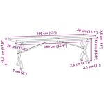 vidaXL Table basse cadre en X 160x40x45 5 cm bois de pin massif acier