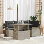 vidaXL Ensemble de canapé de jardin 5 Pièces Gris clair Poly rotin