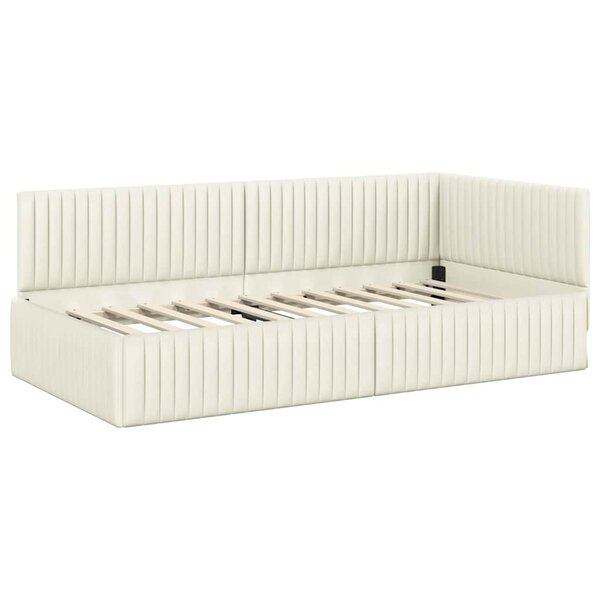 vidaXL Cadre de lit d'angle Crème 100 x 200 cm Velours