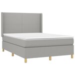 vidaXL Sommier à lattes de lit matelas LED Gris clair 140x190 cm Tissu