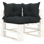 vidaXL Canapé d'angle palette de jardin avec coussins anthracite Bois