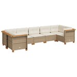 vidaXL Salon de jardin avec coussins 7 Pièces beige résine tressée