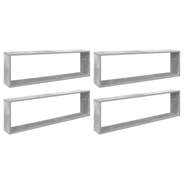 vidaXL Étagères cube murales 4 Pièces gris béton bois d'ingénierie