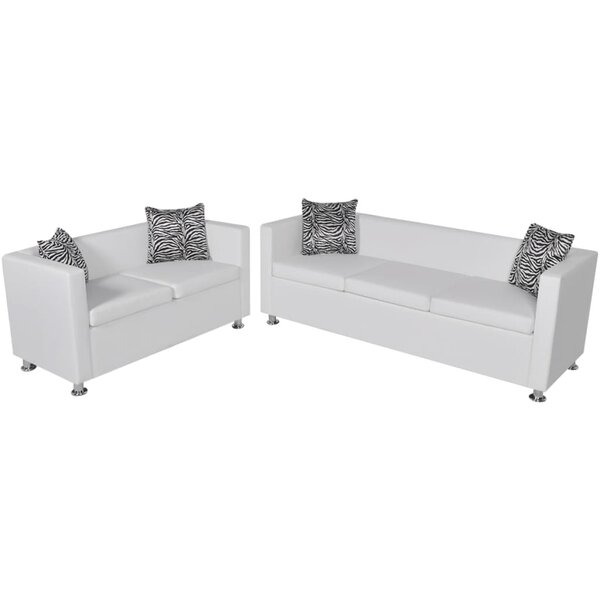 vidaXL Jeu de canapé à 2 places et à 3 places Cuir synthétique Blanc